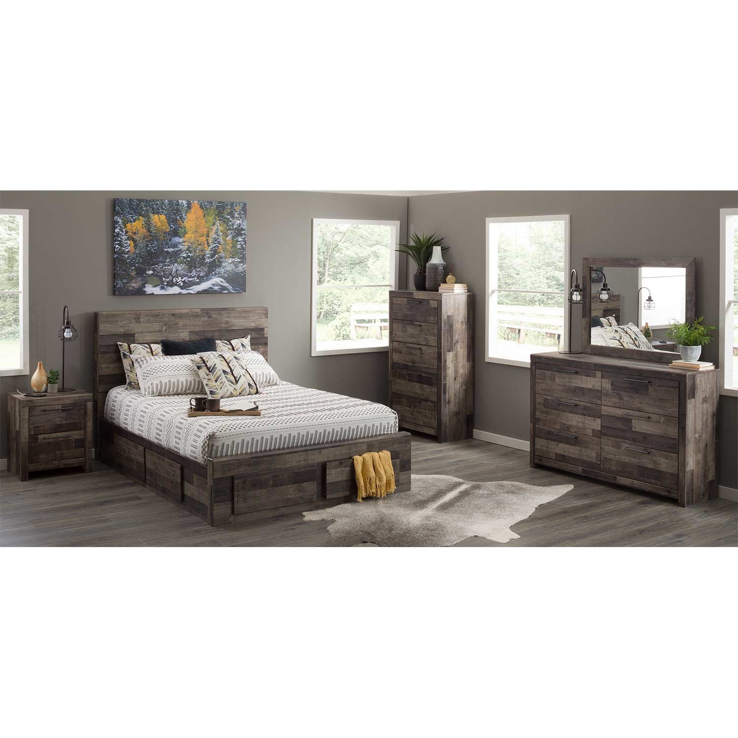 Derekson Multi Grey King Panel Headboard | B200-58 | AFW.com