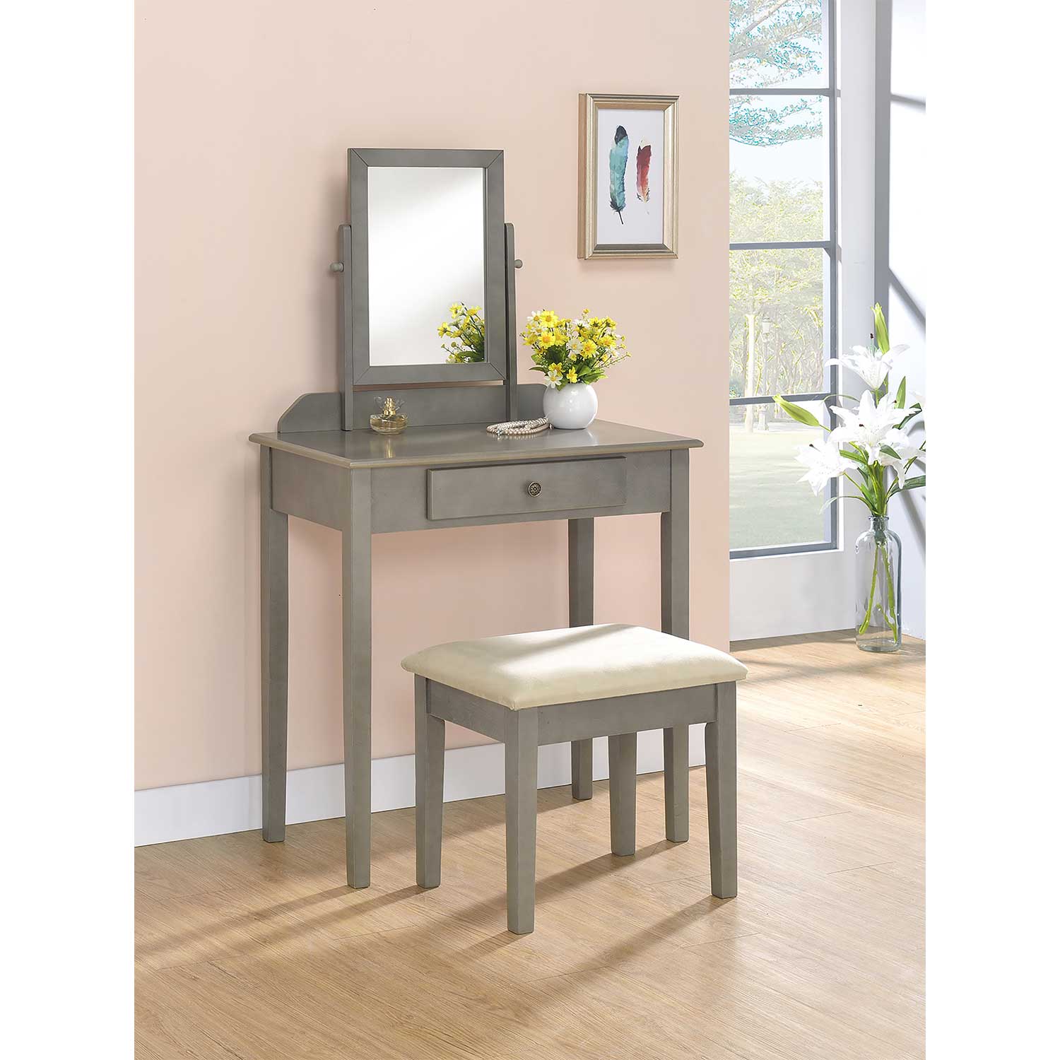 sachin and babi light blue dress Dressing Table w/ Drawers, Mirror & Stool Set