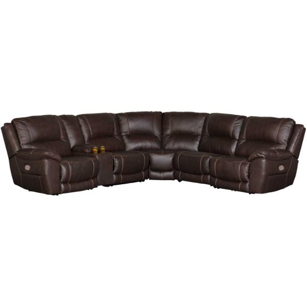 Chocolate Leather 6-Piece Power Reclining Sectiona | 0V0-716-6PC