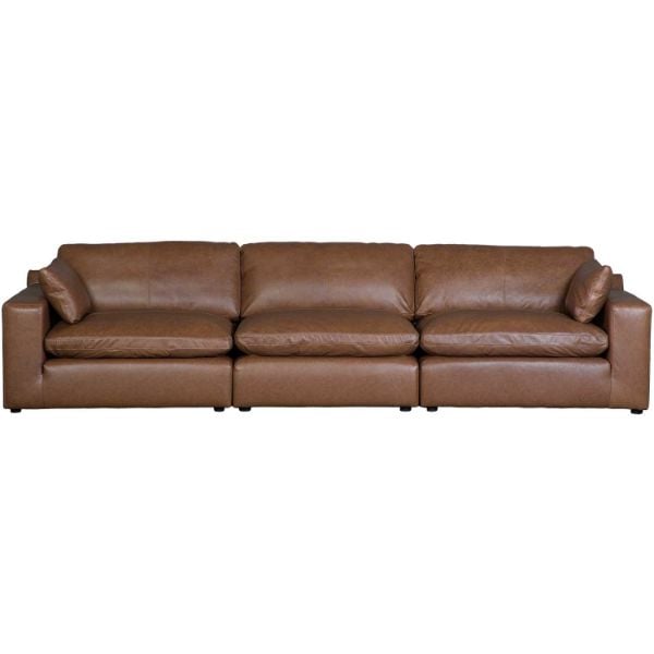 Emilia Carmel Leather 3 Piece Sectional | 0D0-309-3PC | AFW.com