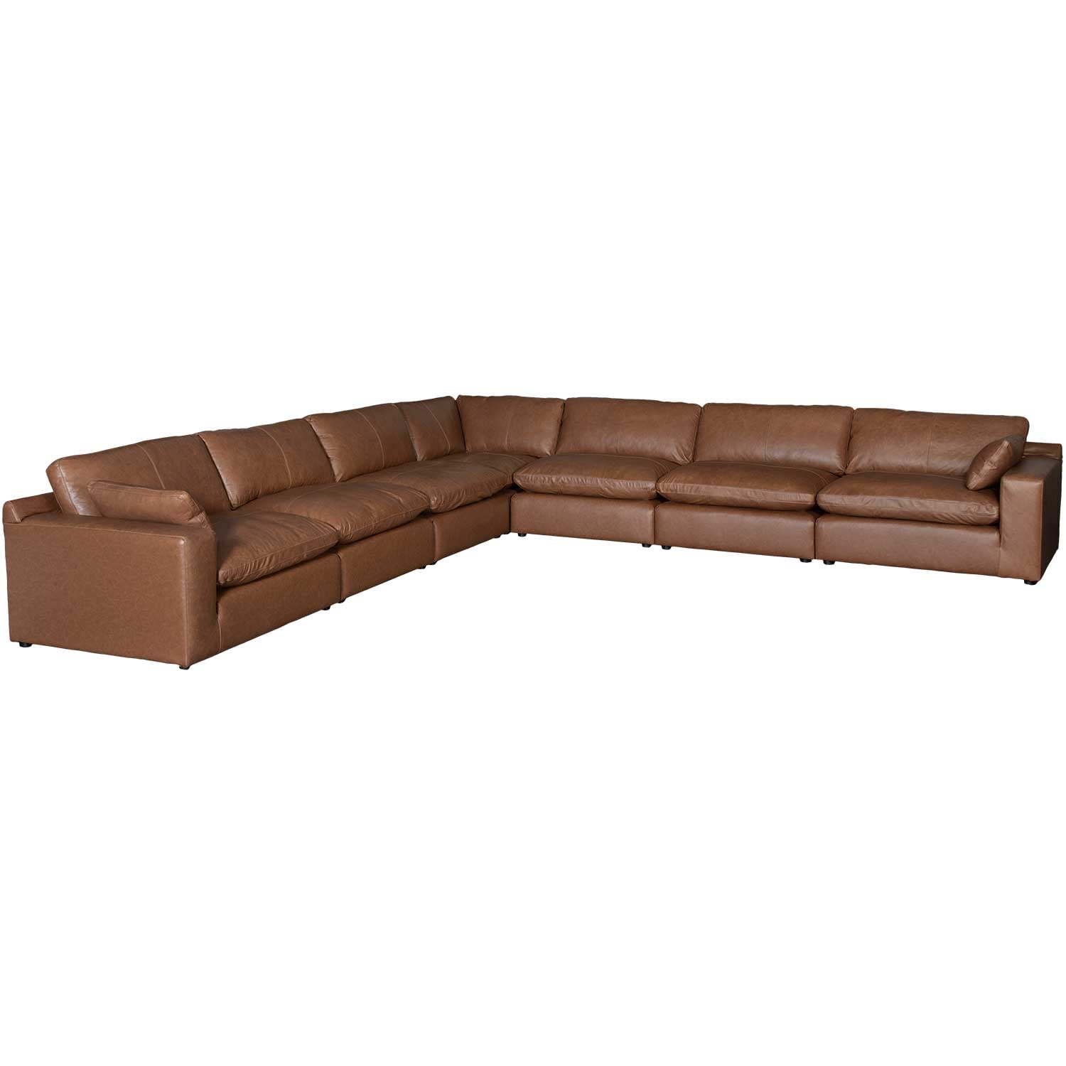 Emilia Carmel Leather 7 Piece Sectional | 0D0-309-7PC | AFW.com