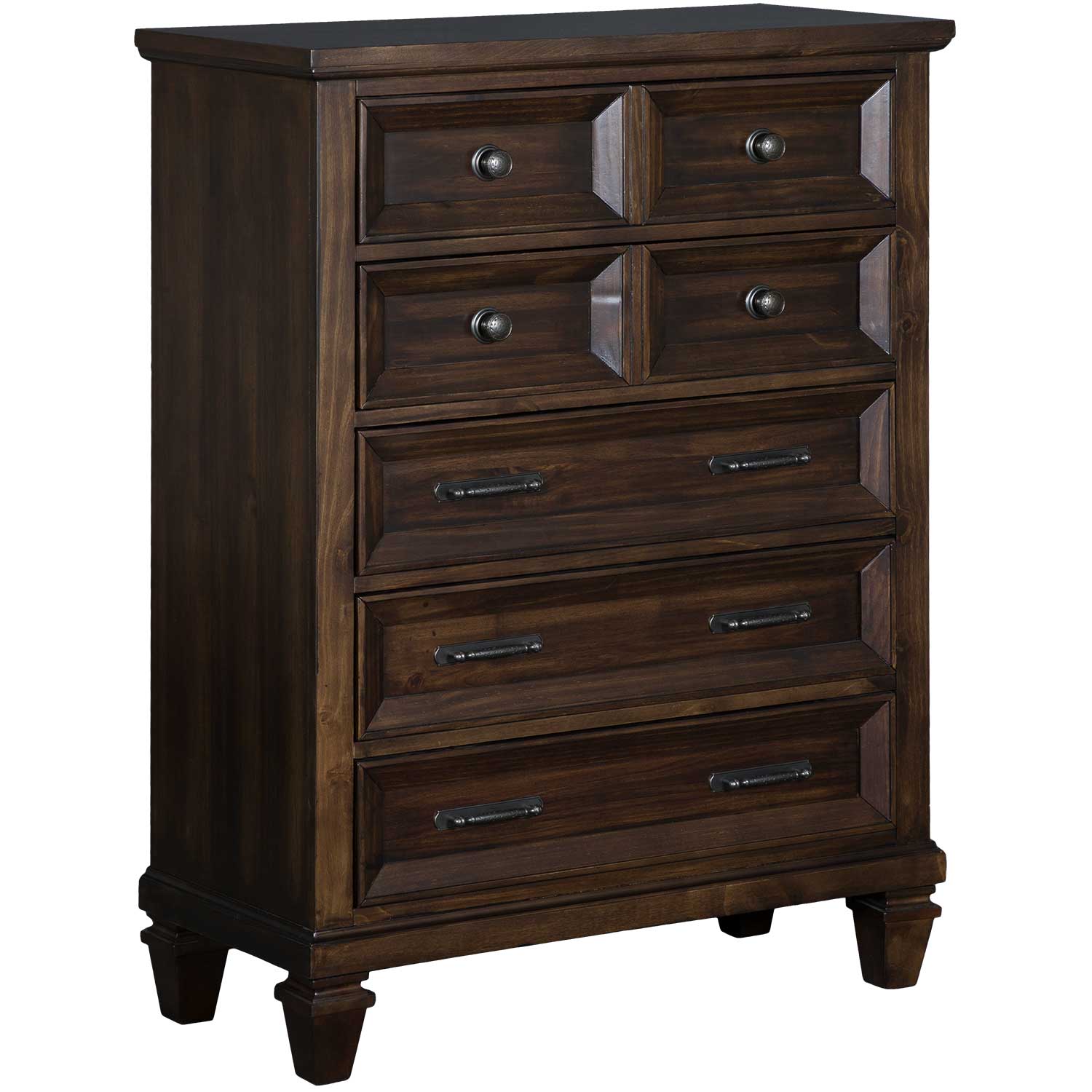 FAC30 イタリア製 SELVA セルバ 5ドロワー チェスト クラシック Alyssa Dark Walnut 5-Drawer Chest | F1808-30 | AFW.com