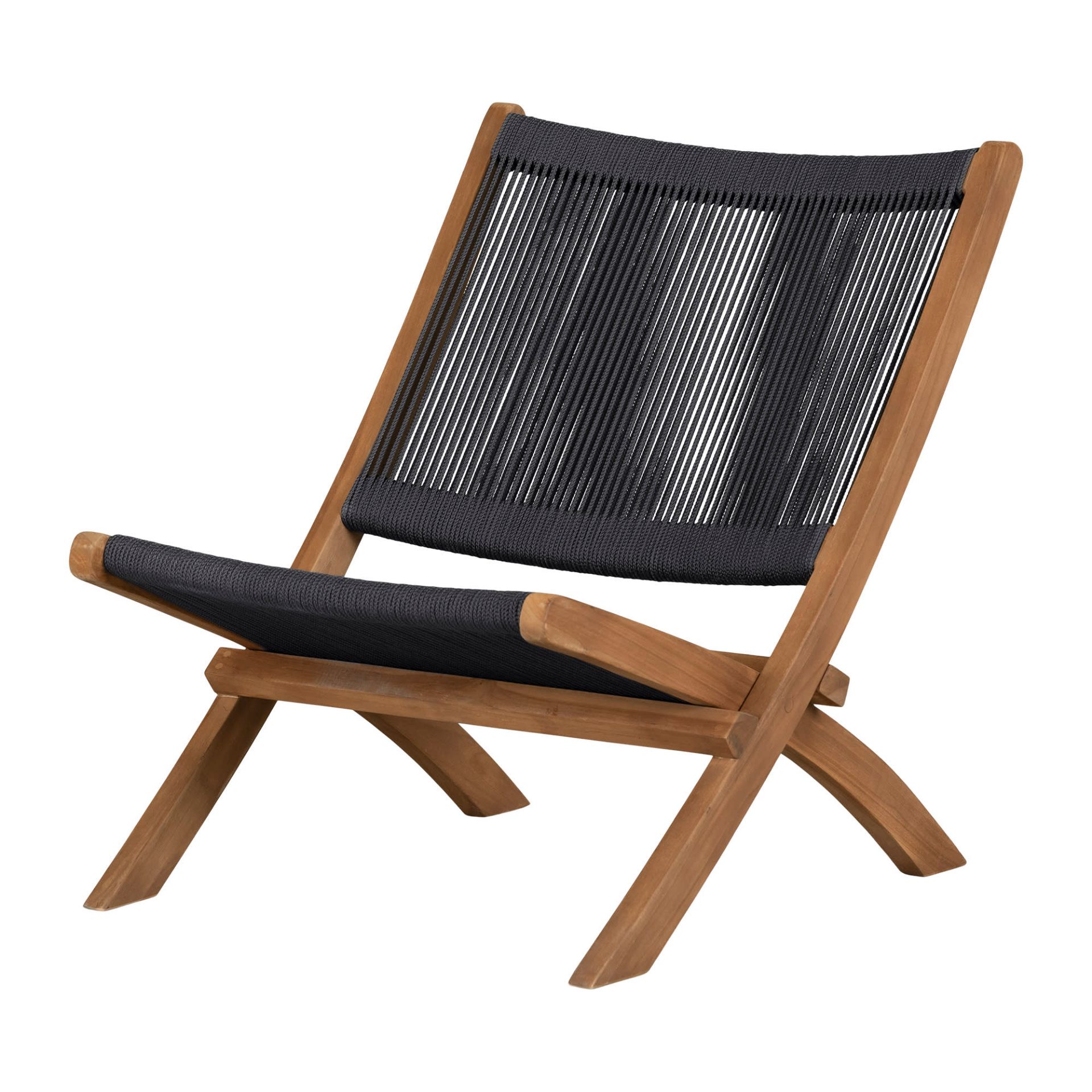 Agave - Wood and Rope Lounge Chair, Gray *D