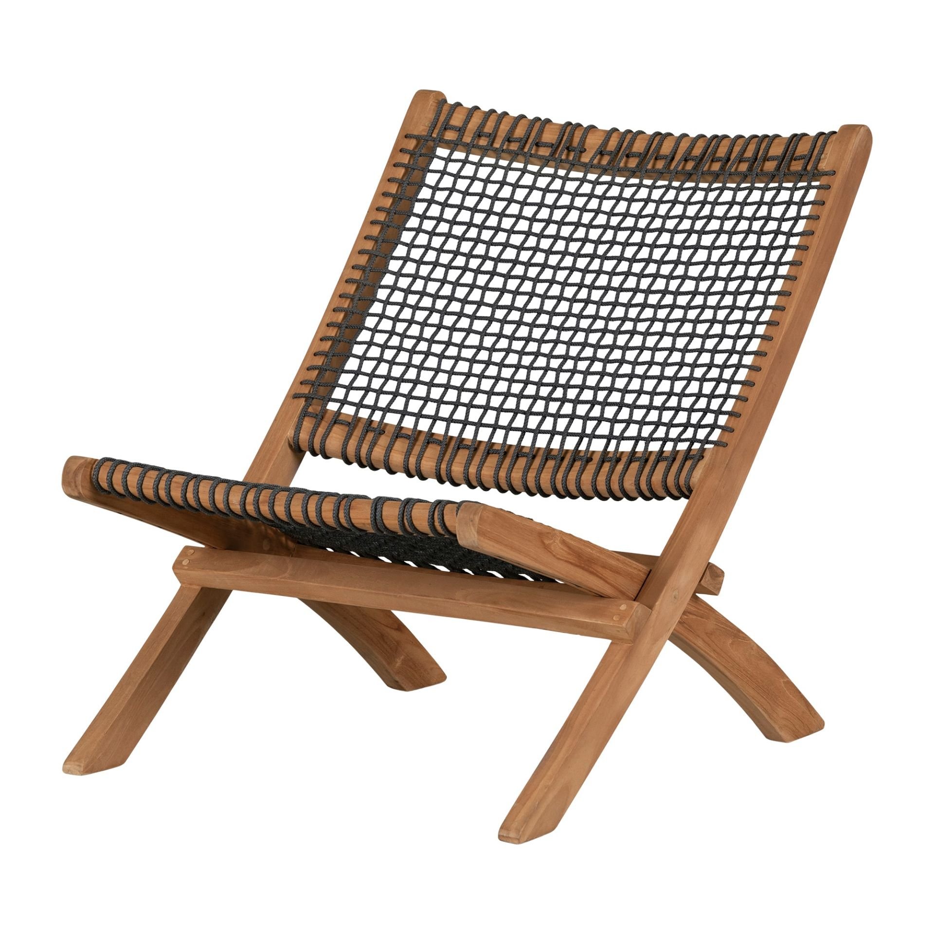 15186 - Agave - Wood and Woven Rope Lounge Chair, Gray *D