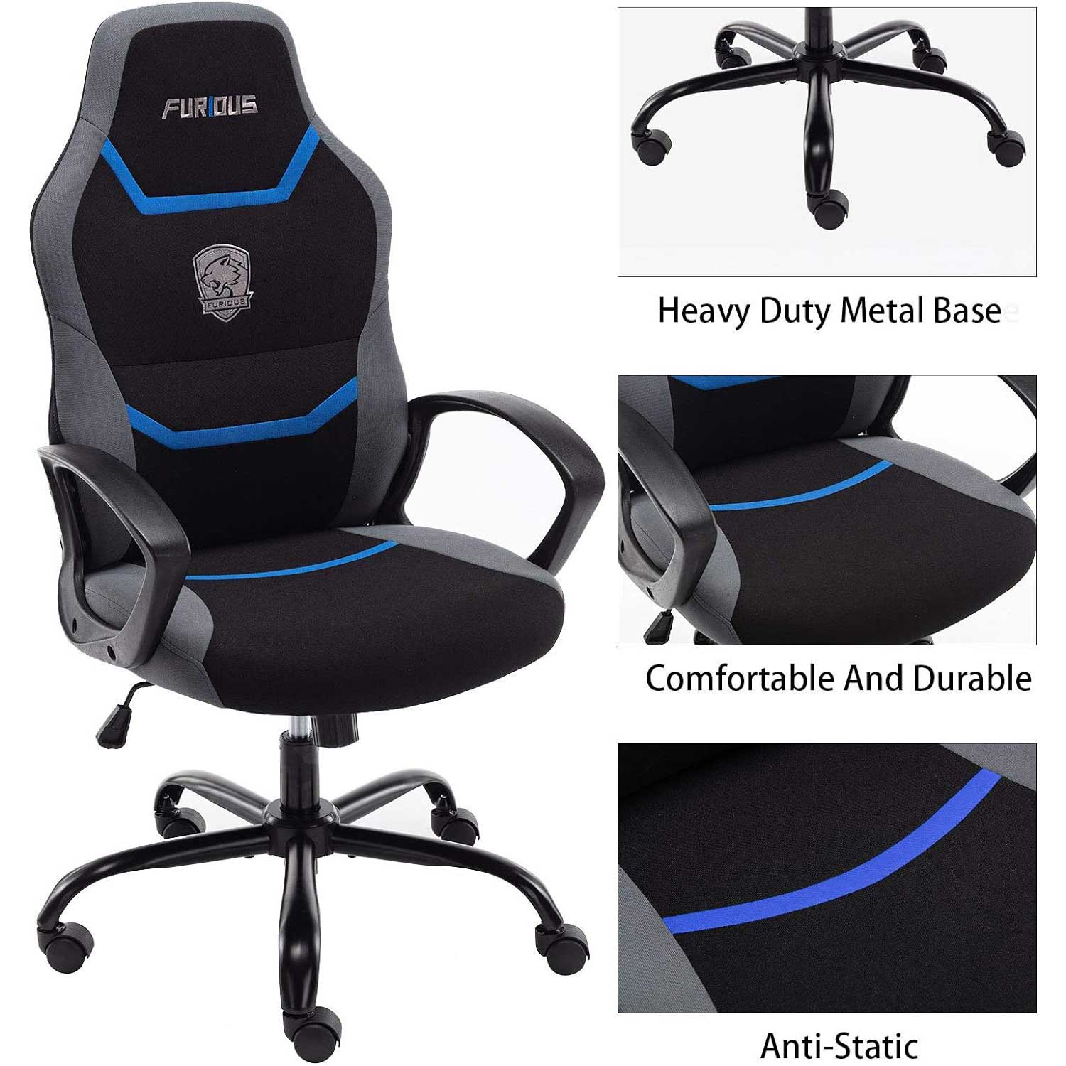 Furious Computer Gaming Chair in Blue with Lumbar | Z-DT420BL 