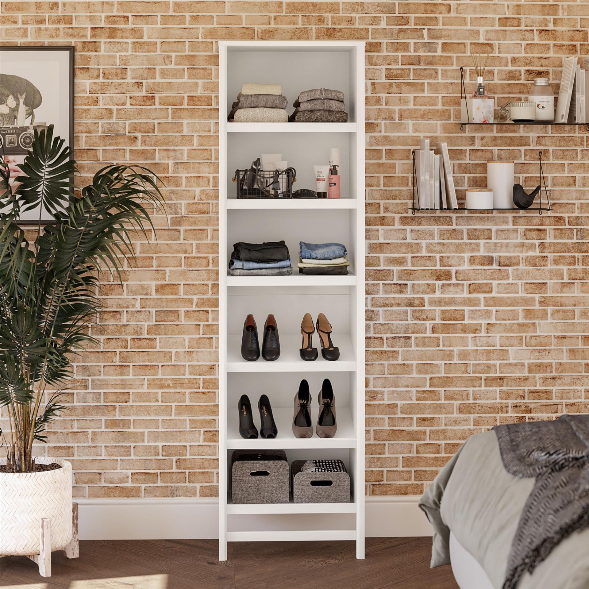 Luxe 6-Shelf Closet with Rods, Ivory Oak | 9900706COM | Wall Décor