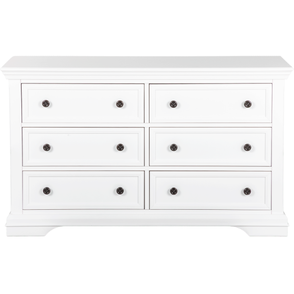 white dresser black top TOV Furniture Hump 6 Drawer White Dresser main image 1