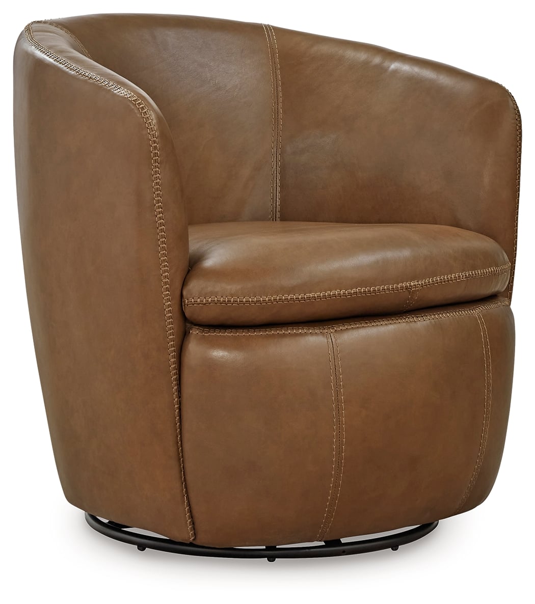 Kierreys Leather Swivel Chair, Caramel - Ashley Furniture | AFW.com