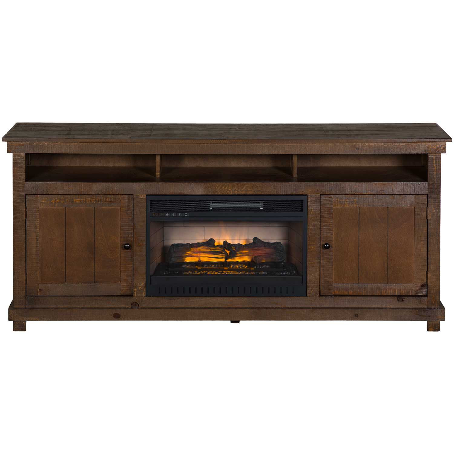 La Costa Medium Rustic 72-Inch Fireplace Console | LCS72F-FI-MR