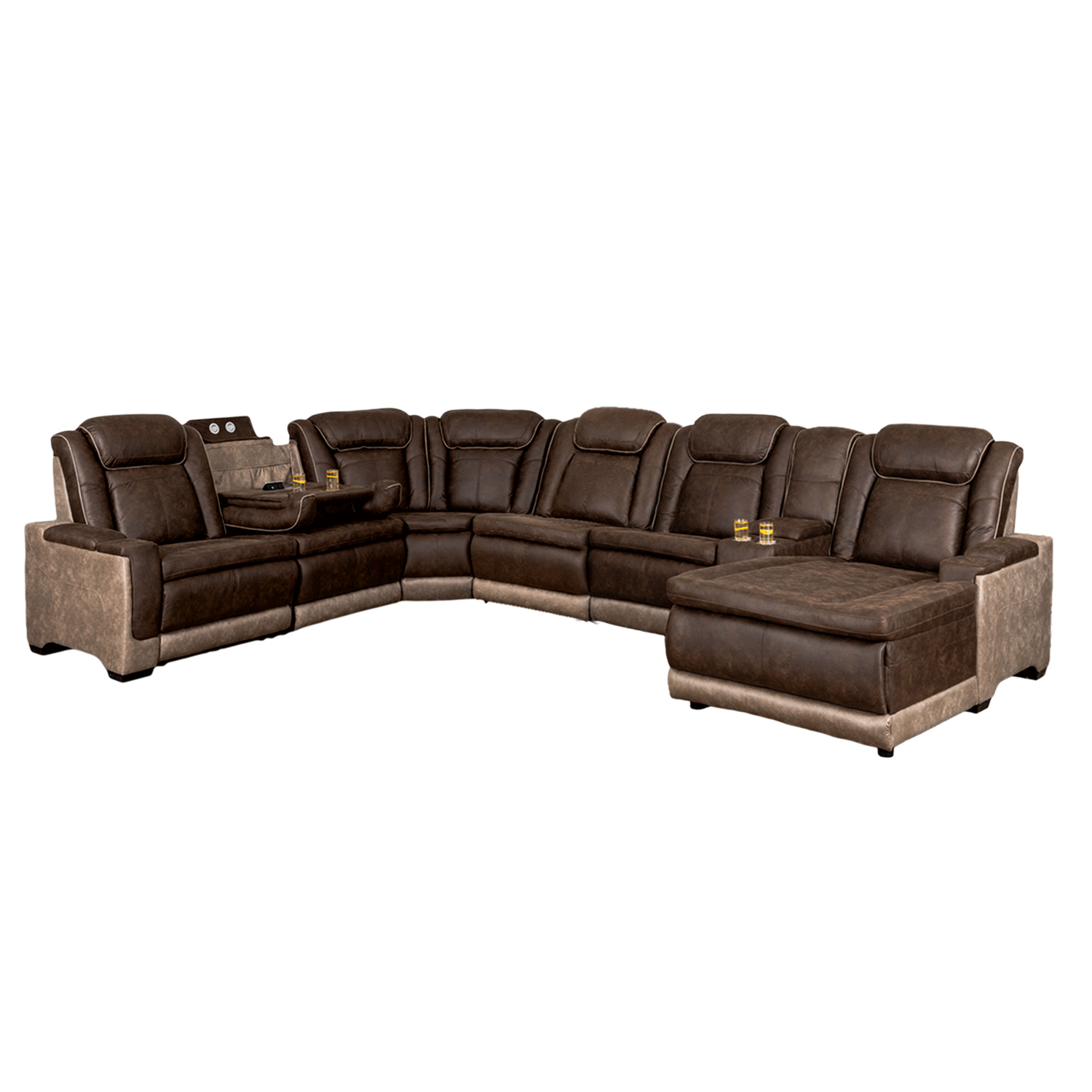 Lantana 7PC Dual Power Reclining Sectional with RAF Chaise | 1366