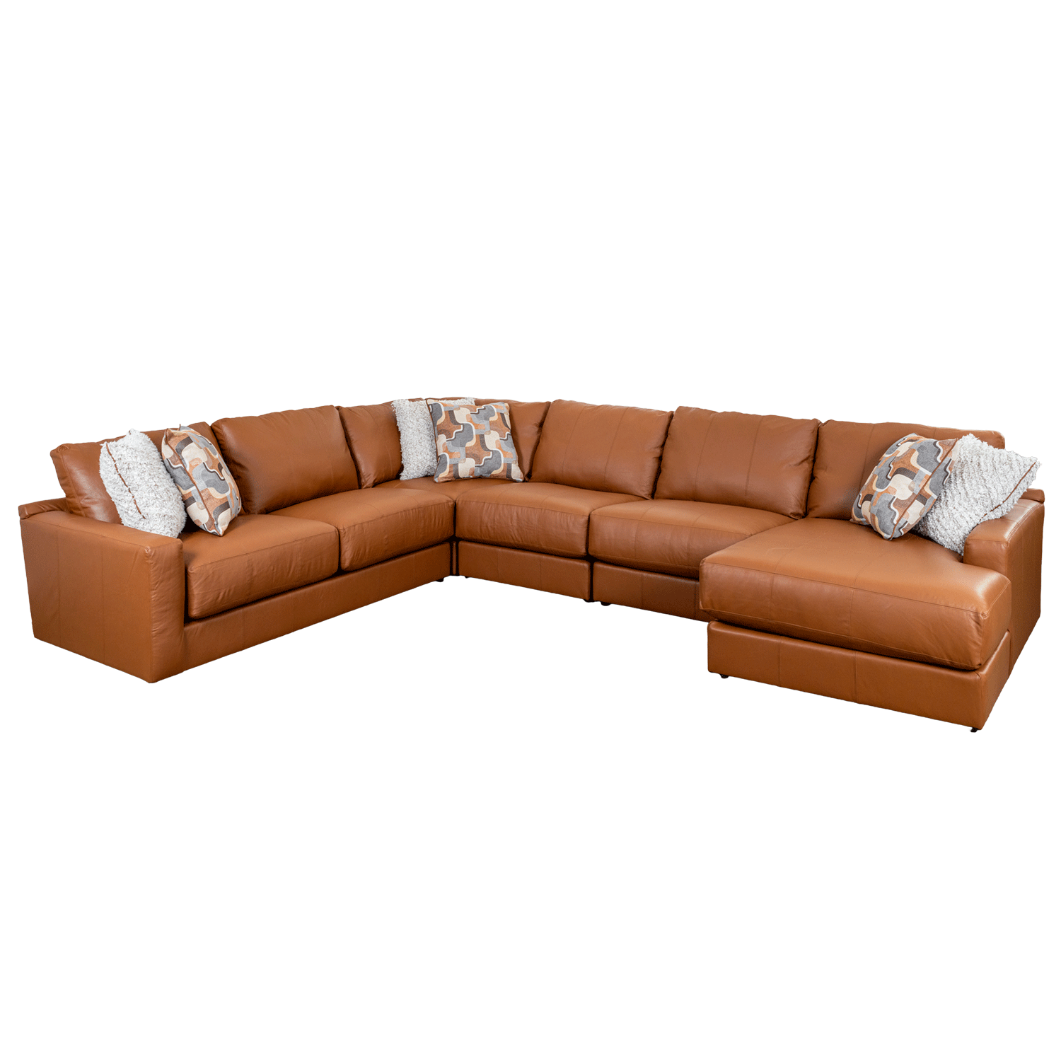 Midori　WD80EFAX③ Minori Leather 5PC Sectional with RAF Chaise | 5045-76/63/59/31/31